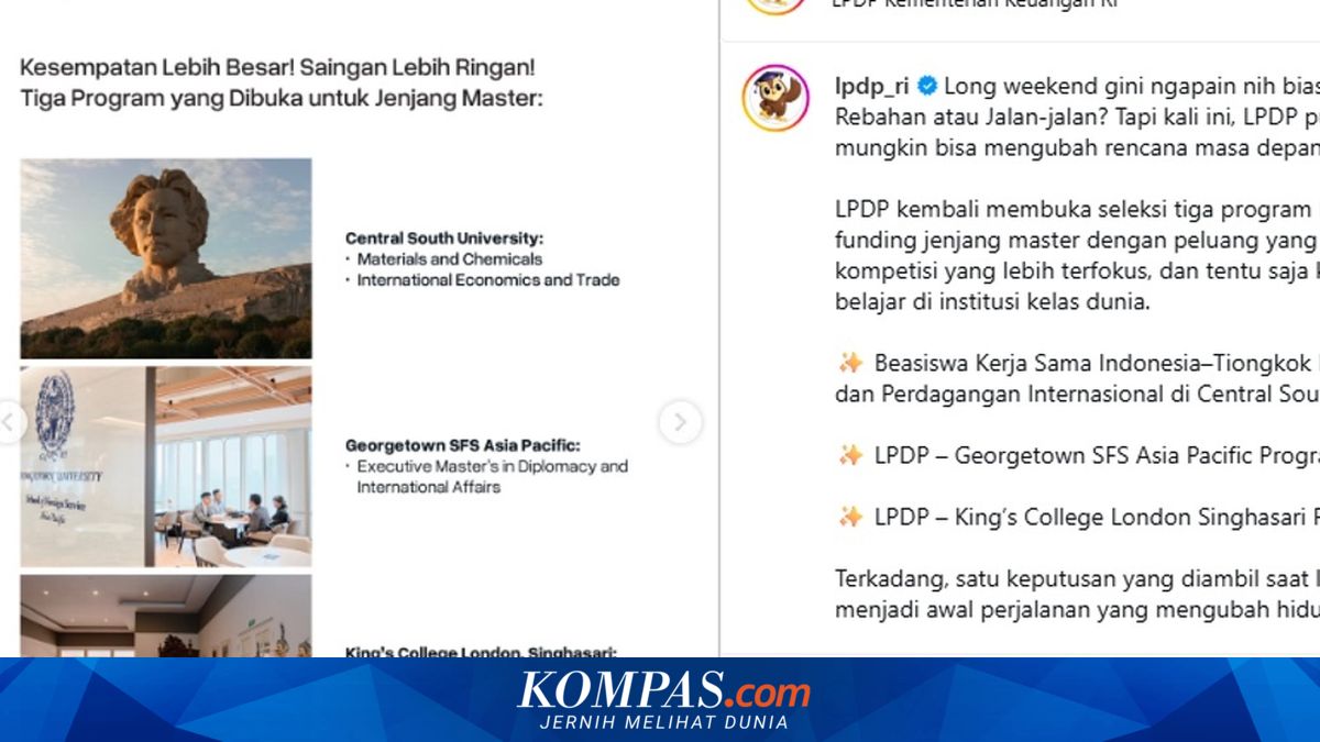 Beasiswa LPDP Co-Funding untuk S2 di Dalam dan Luar Negeri, Simak Syaratnya