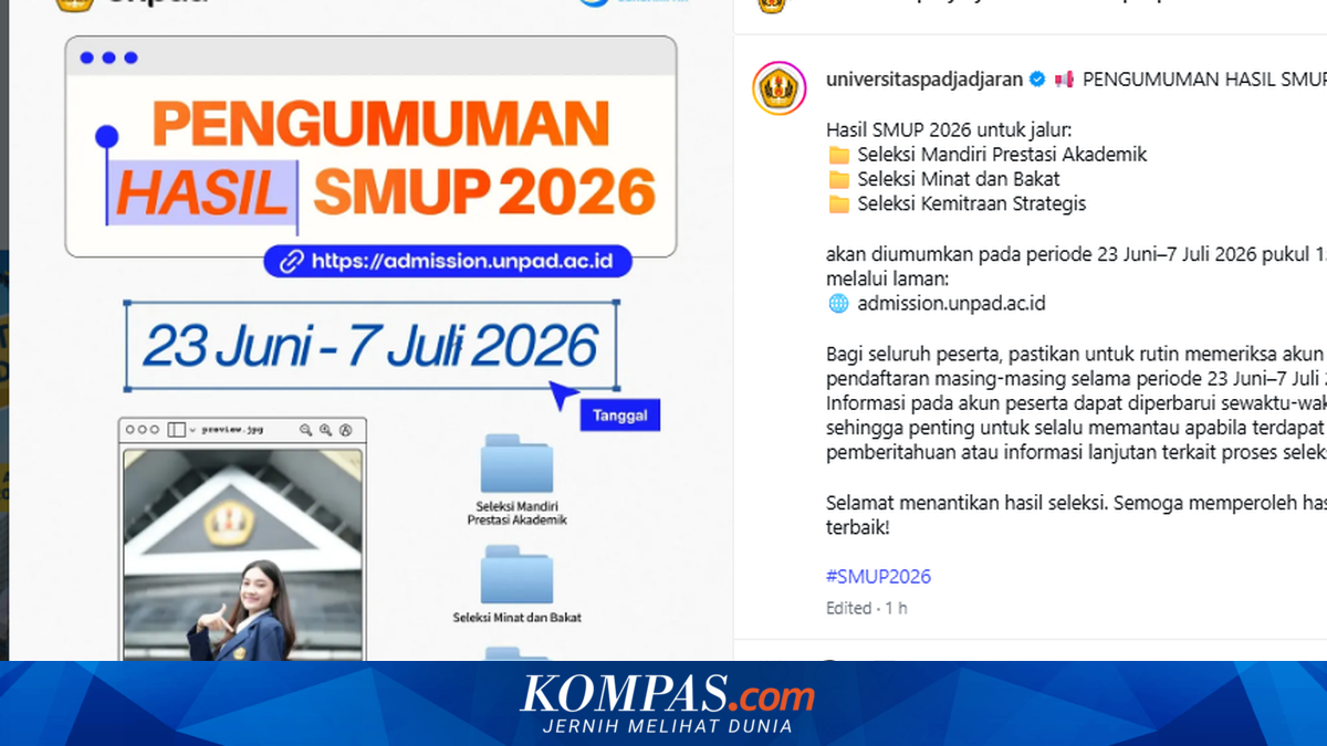 Pengumuman Hasil SMUP Unpad 2026 dan Prosedur Daftar Ulang