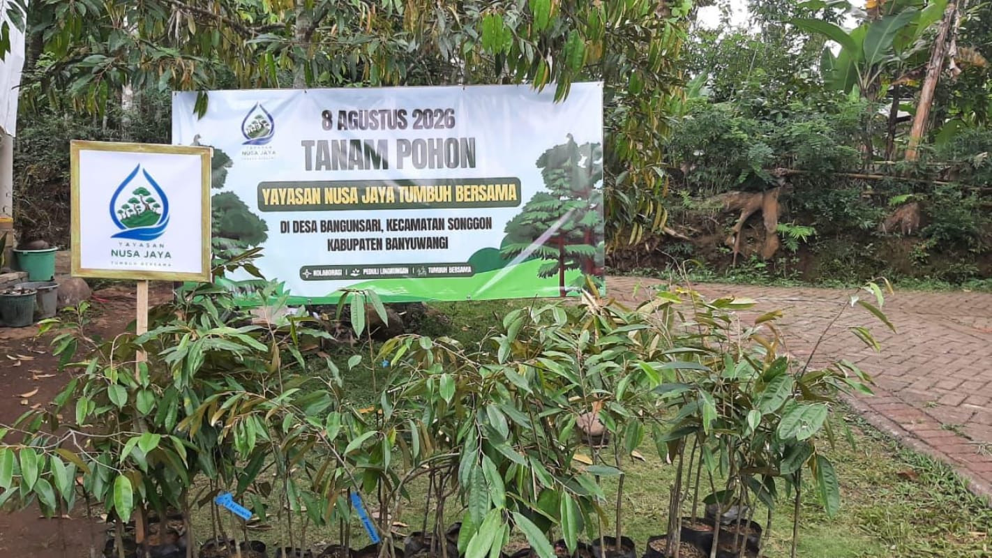 Yayasan Nusa Jaya Tumbuh Bersama Tanam Ratusan Bibit Durian di Banyuwangi untuk Penghijauan