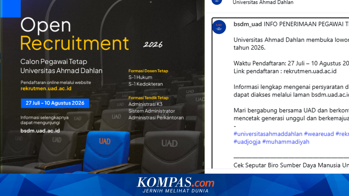 Universitas Ahmad Dahlan Buka Lowongan Kerja untuk Dosen dan Tenaga Kependidikan